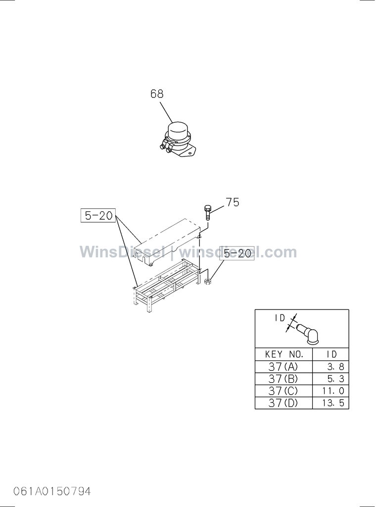 Hitachi EX120-3 battery relay parts diagram 061A0150794