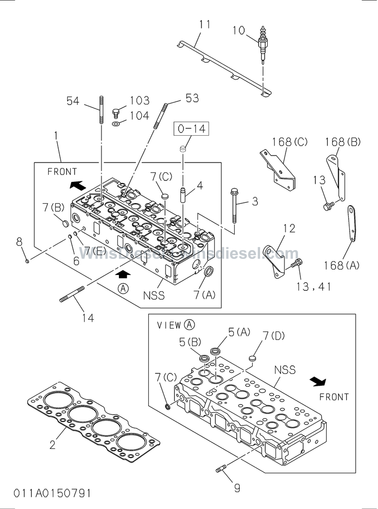 Isuzu 4BG1 cylinder head parts diagram 4BG1-TCG-301101 for Hitachi ZX120