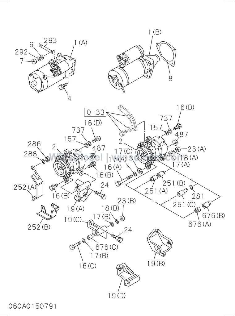 Isuzu 4BG1 engine electrical control parts parts diagram 4BG1-TCG-306001 for Hitachi ZX120