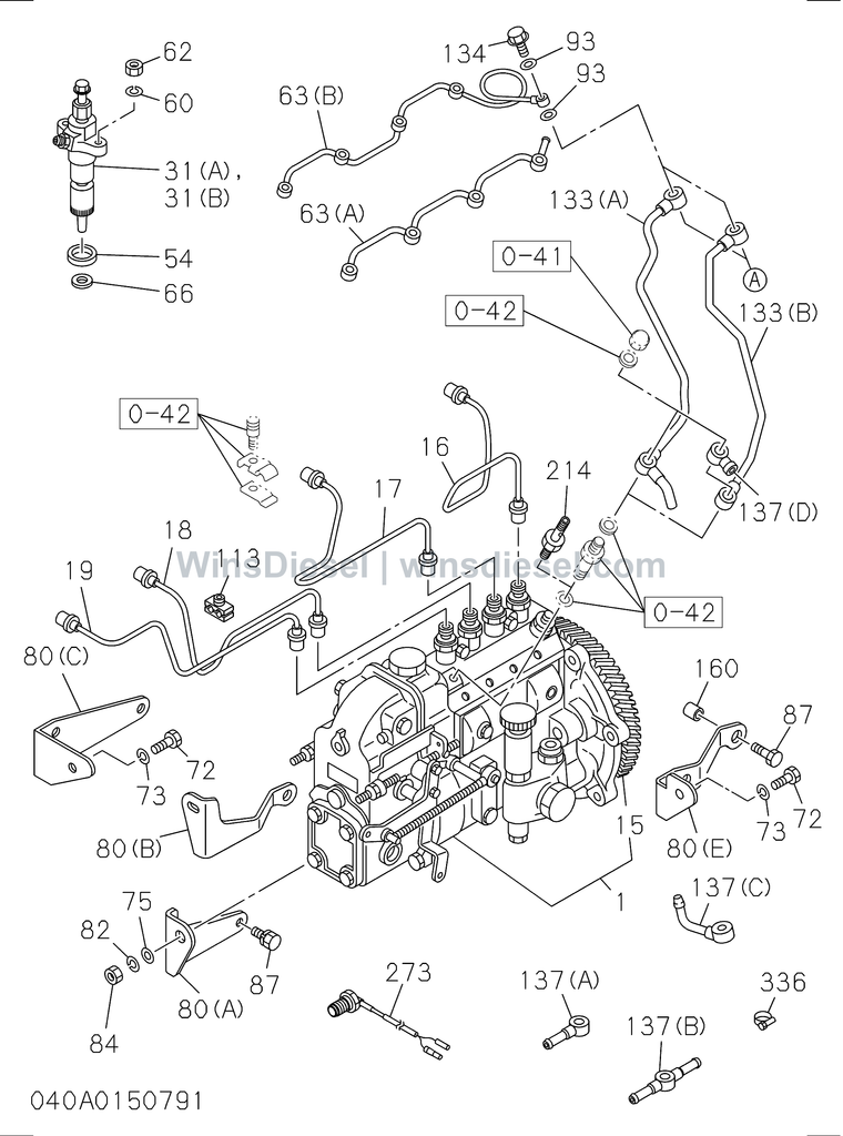 Isuzu 4BG1 fuel injection system parts diagram 4BG1-TCG-304001 for Hitachi ZX120