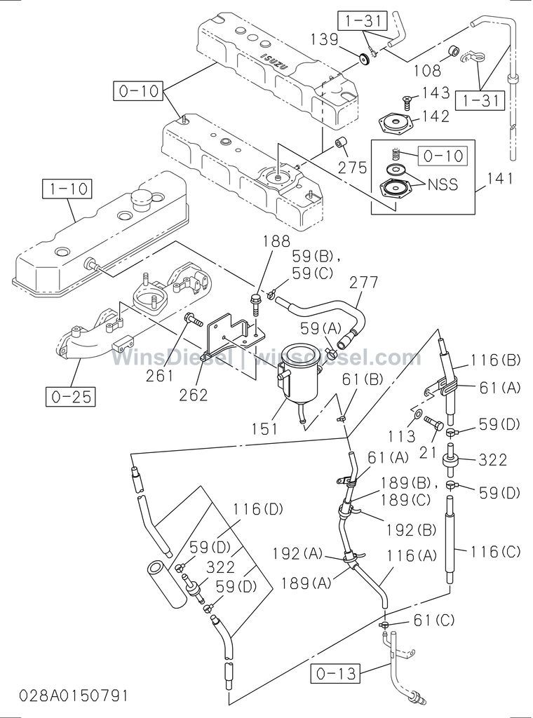 Isuzu 4BG1 ventilation system parts diagram 4BG1-TCG-302801 for Hitachi ZX120