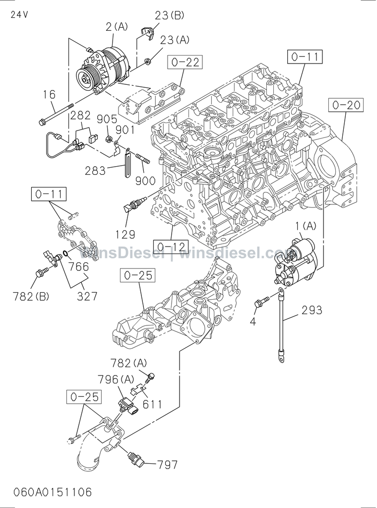 Isuzu 4JJ1 engine electrical control parts parts diagram 4JJ1-XYSA03-506001 for Hitachi ZX110-3