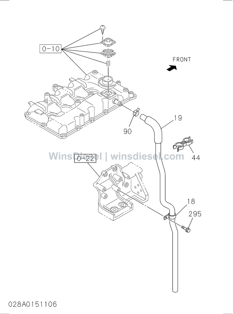 Isuzu 4JJ1 ventilation system parts diagram 4JJ1-XYSA03-502801 for Hitachi ZX110-3