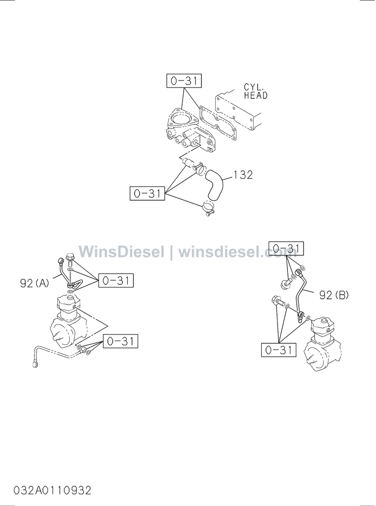 Isuzu 6BG1 water piping engine parts diagram 6BG1-TRA-403201 for Hitachi ZX200