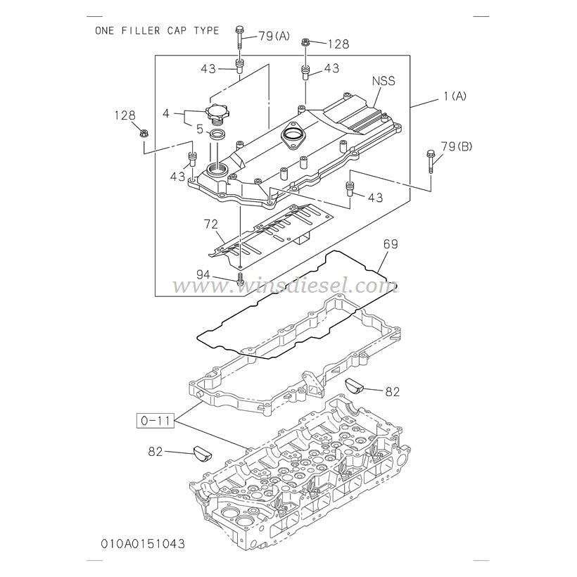 ISUZU DIESEL ENGINE 4HK1 CYLINDER HEAD COVER PARTS CATALOG