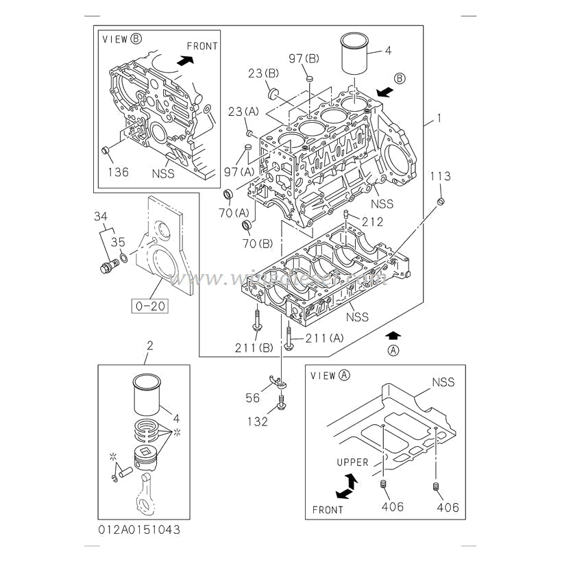 ISUZU DIESEL 4HK1 ENGINE CYLINDER BLOCK PARTS CATALOG