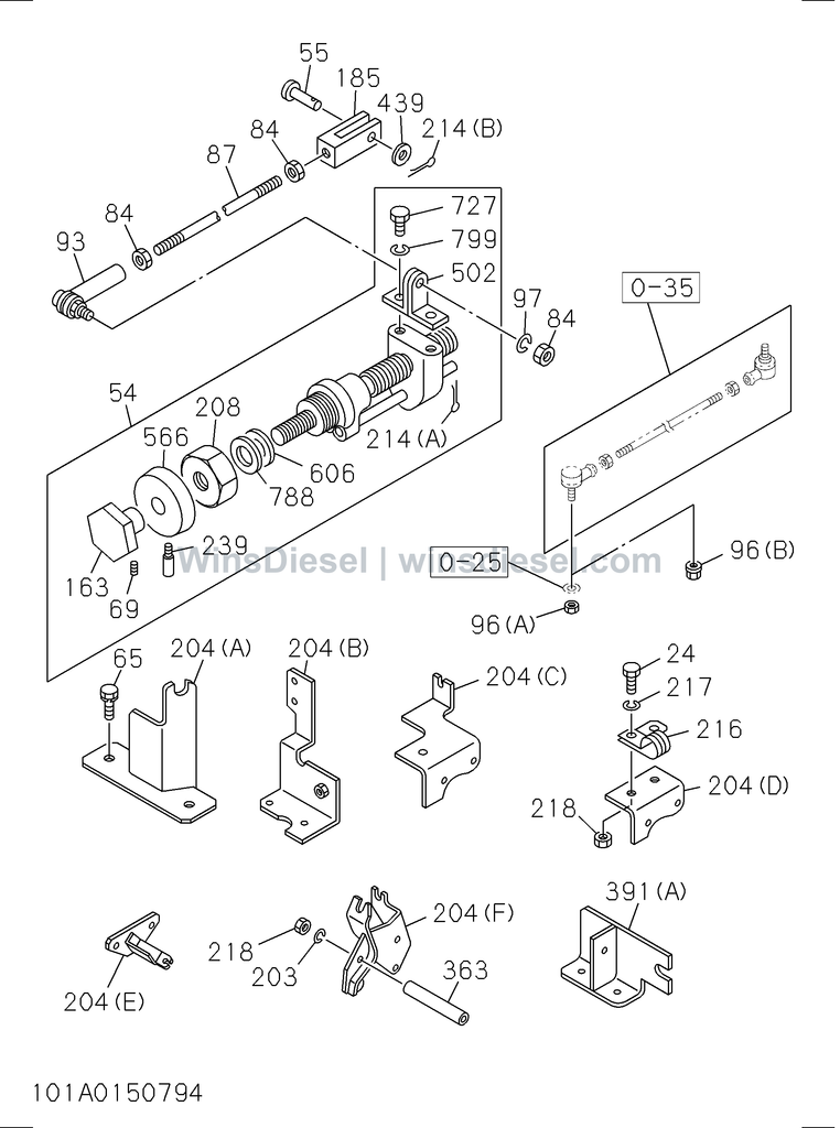Hitachi EX120-3 stopper cable bracket parts diagram 101A0150794