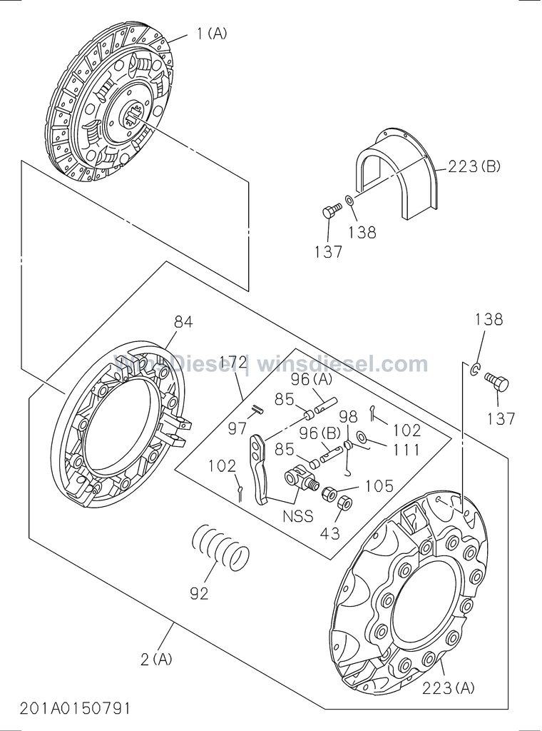 Hitachi ZX120 clutch housing cover bolts parts diagram 4BG1-TCG-320101