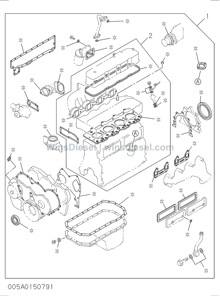 Isuzu 4BG1 engine gasket kit parts diagram 4BG1-TCG-300501 for Hitachi ZX120