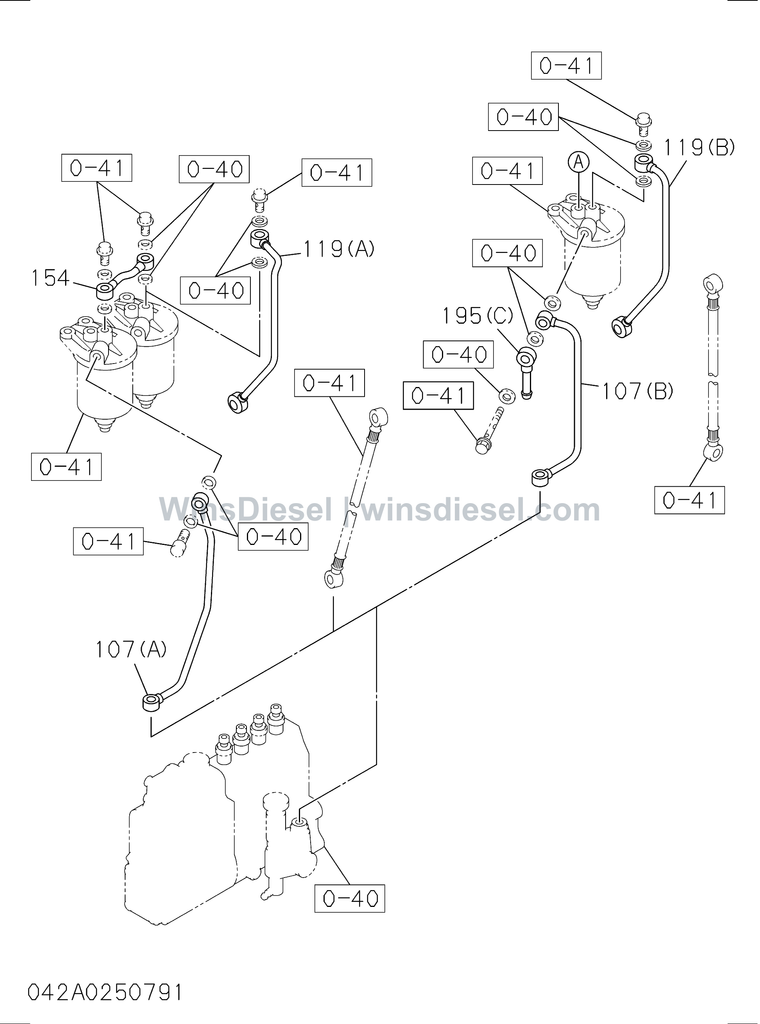 Isuzu 4BG1 fuel pump and pipe parts diagram 4BG1-TCG-304202 for Hitachi ZX120