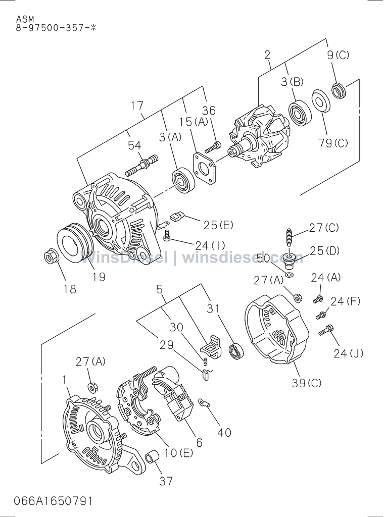 Isuzu 4BG1 generator parts diagram 4BG1-TCG-3066169904- for Hitachi ZX120