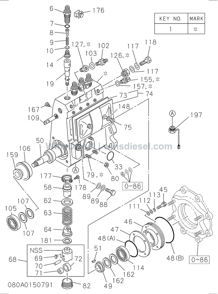 Isuzu 4BG1 injection pump parts diagram 4BG1-TCG-3080019912- for Hitachi ZX120