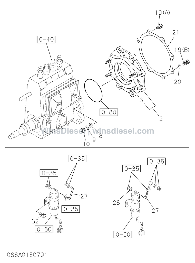 Isuzu 4BG1 miscellaneous parts injection pump parts diagram 4BG1-TCG-308601 for Hitachi ZX120