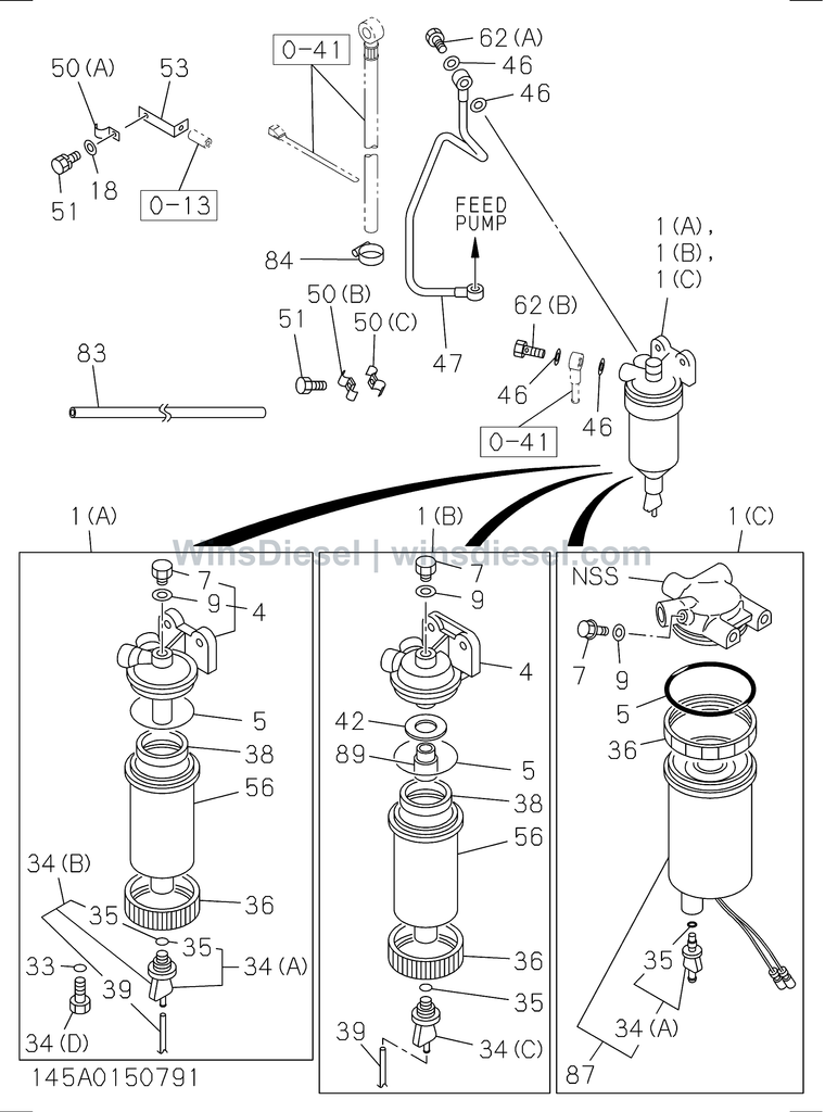 Isuzu 4BG1 water sedimenter fuel parts diagram 4BG1-TCG-314501 for Hitachi ZX120