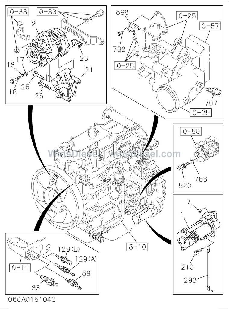 Isuzu 4HK1 engine electrical control parts parts diagram 4HK1-XYSA02-306001 for Hitachi ZX200-3