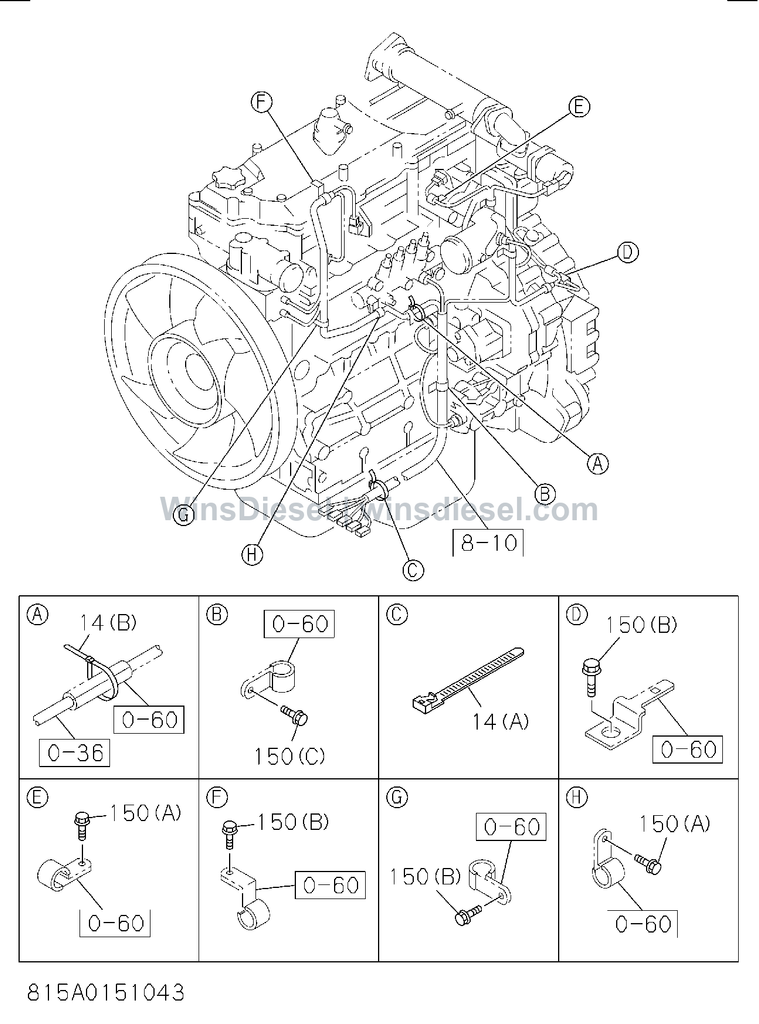 Isuzu 4HK1 fixing parts wiring harness parts diagram 4HK1-XYSA02-381501 for Hitachi ZX200-3