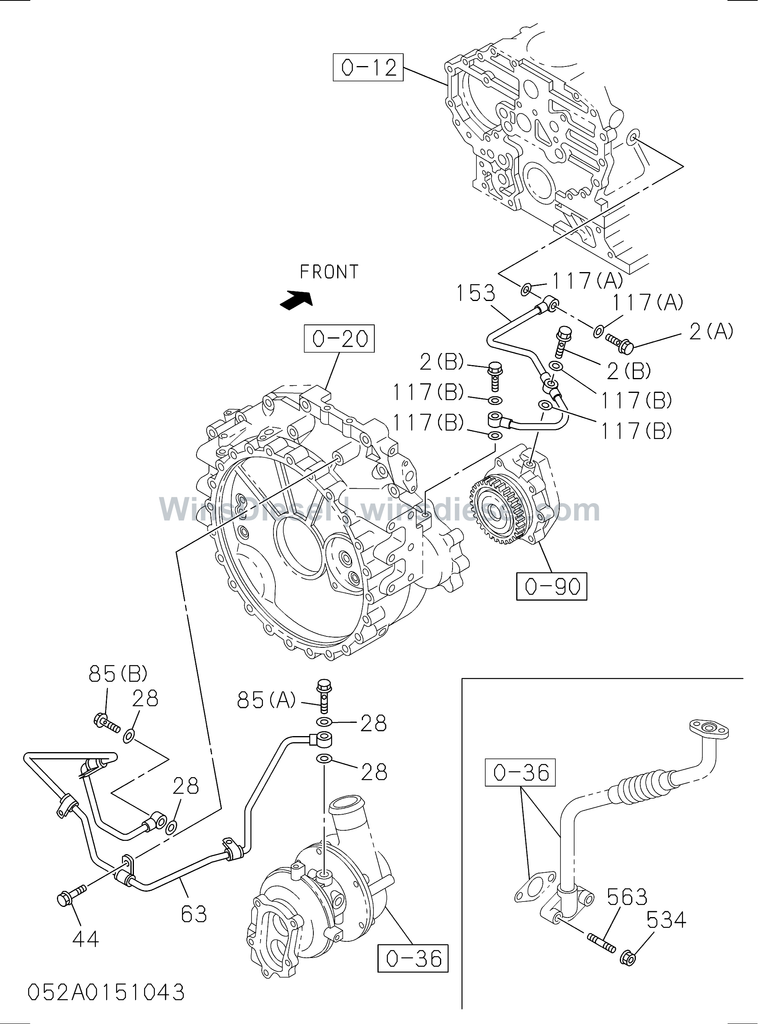 Isuzu 4HK1 oil and vacuum piping engine parts diagram 4HK1-XYSA02-305201 for Hitachi ZX200-3