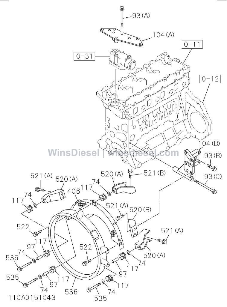 Isuzu 4HK1 radiator parts diagram 4HK1-XYSA02-311001 for Hitachi ZX200-3