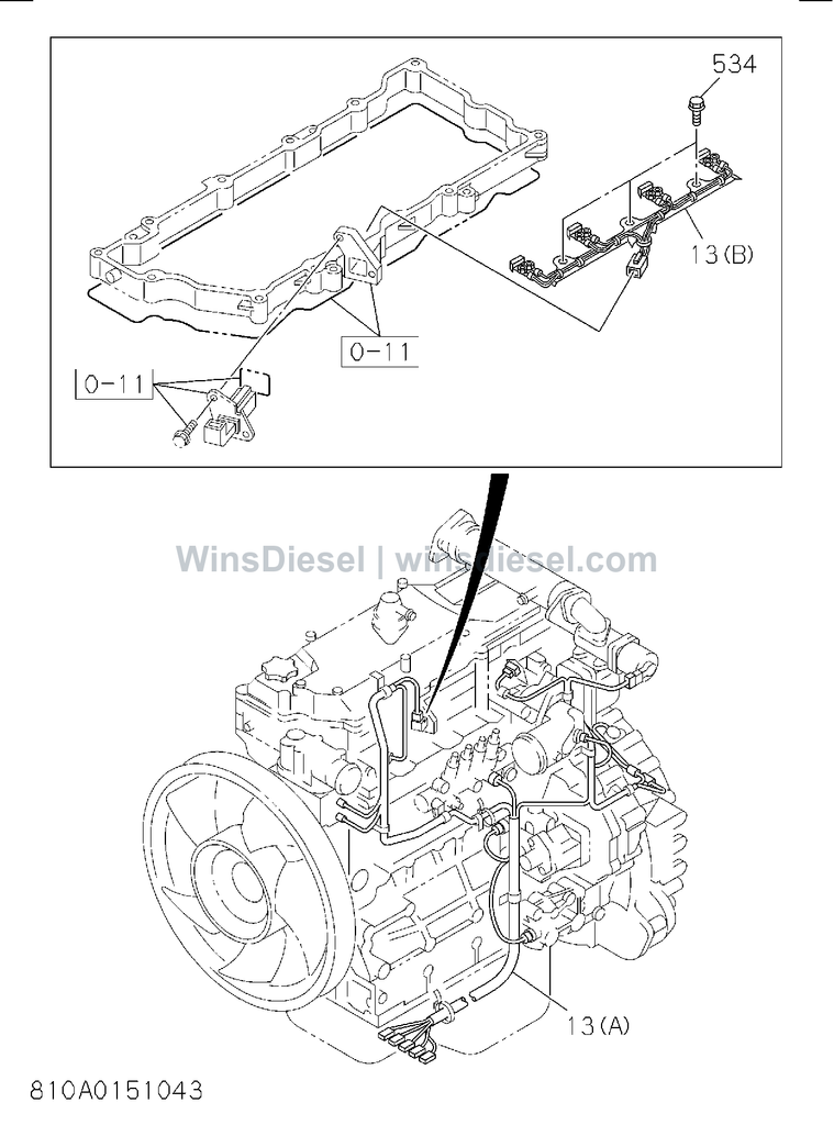 Isuzu 4HK1 wiring harness and fuse parts diagram 4HK1-XYSA02-381001 for Hitachi ZX200-3