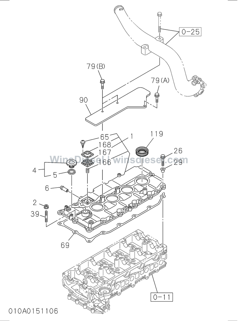 Isuzu 4JJ1 cylinder head cover parts diagram 4JJ1-XYSA03-501001 for Hitachi ZX110-3