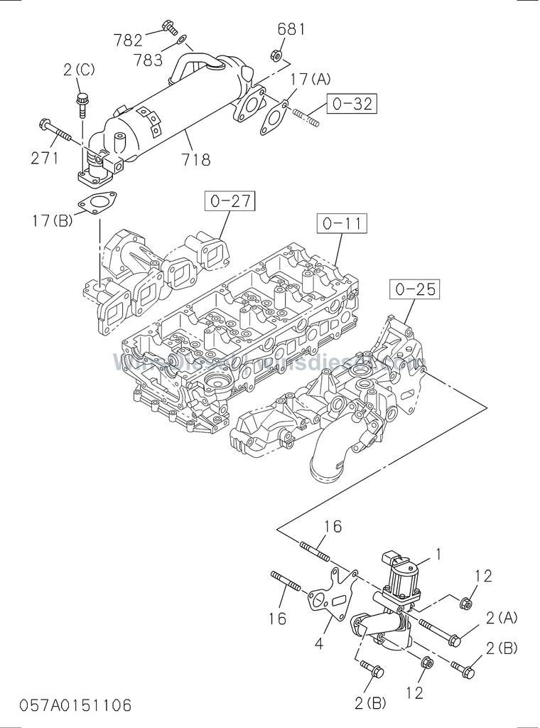 Isuzu 4JJ1 emission piping parts diagram 4JJ1-XYSA03-505701 for Hitachi ZX110-3