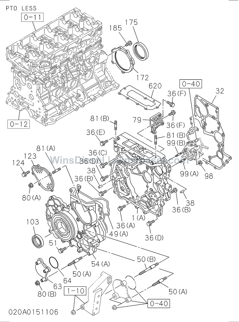 Isuzu 4JJ1 timing gear case and flywheel housing parts diagram 4JJ1-XYSA03-502001 for Hitachi ZX110-3