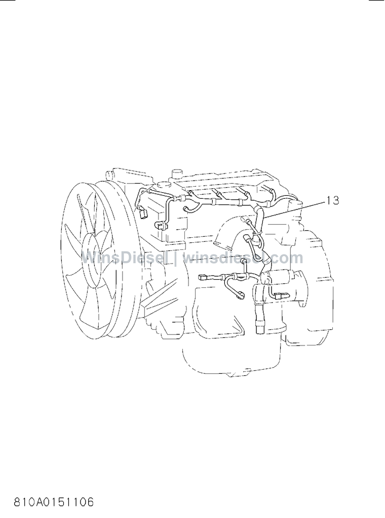 Isuzu 4JJ1 wiring harness and fuse parts diagram 4JJ1-XYSA03-581001 for Hitachi ZX110-3