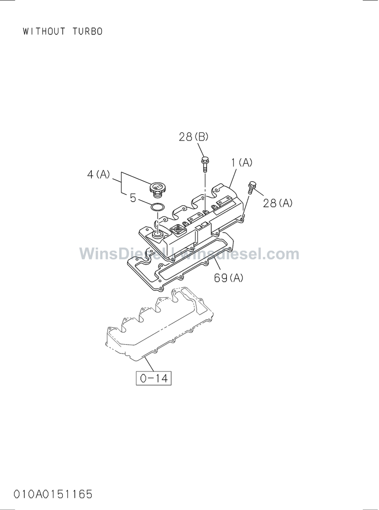 Isuzu 4LE2 cylinder head cover exploded parts diagram, catalog reference ZX70-3 :4LE2-XYSA01-301001