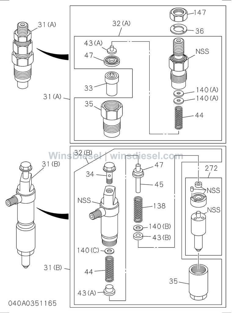 Isuzu 4LE2 fuel injection system exploded parts diagram, catalog reference ZX70-3 :4LE2-XYSA01-304003
