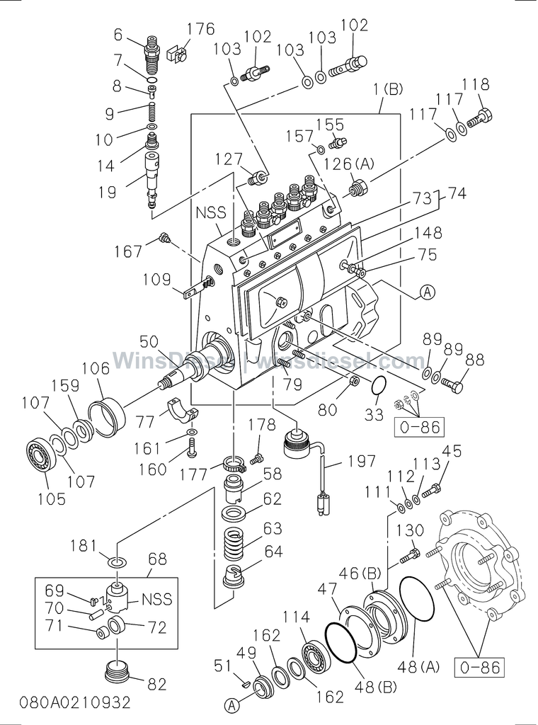 Isuzu 6BG1 injection pump parts diagram 6BG1-TRA-4080019907- for Hitachi ZX200