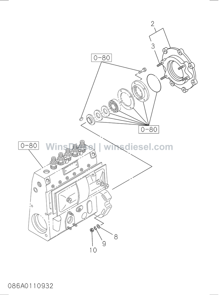 Isuzu 6BG1 miscellaneous parts injection pump parts diagram 6BG1-TRA-408601 for Hitachi ZX200