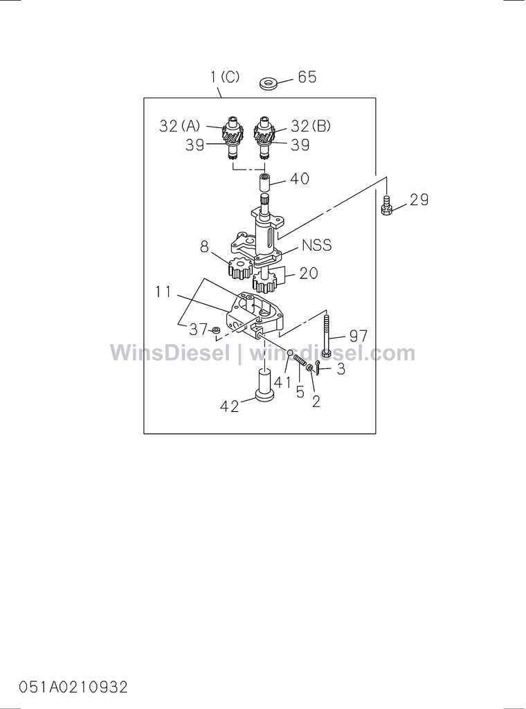 Isuzu 6BG1 oil pump and oil strainer parts diagram 6BG1-TRA-405101 for Hitachi ZX200