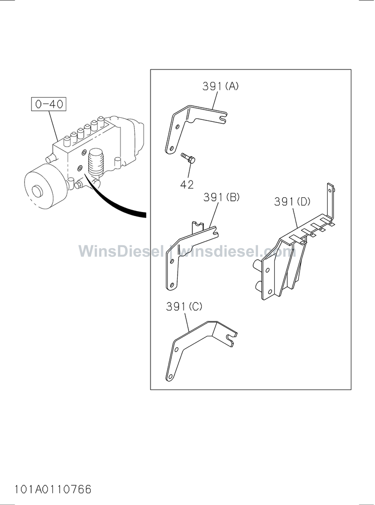 Hitachi EX300-5 accelerator pedal and control exploded parts diagram, catalog reference EX300-5 :6SD1-TQA01-310101