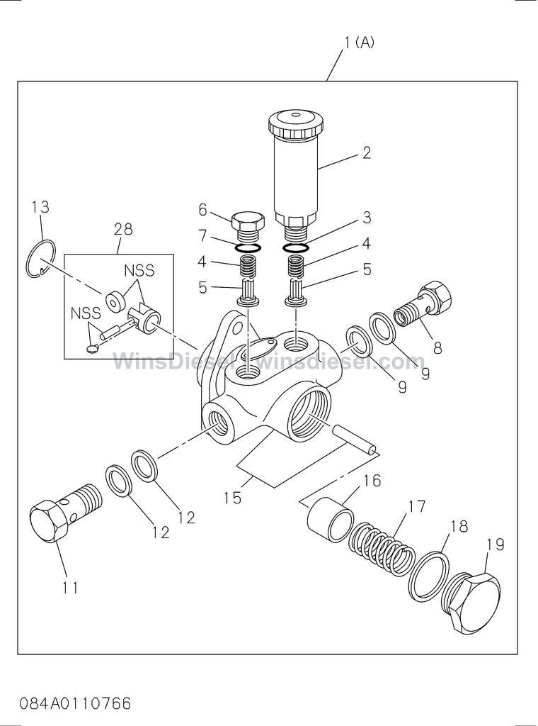 Isuzu 6SD1 injection pump feed pump exploded parts diagram, catalog reference EX300-5 :6SD1-TQA01-3084018808-