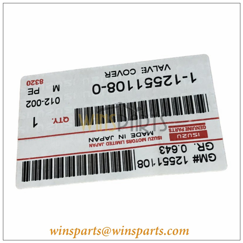 Isuzu 1-12551108-0 1125511080 6WG1 INTAKE VALVE