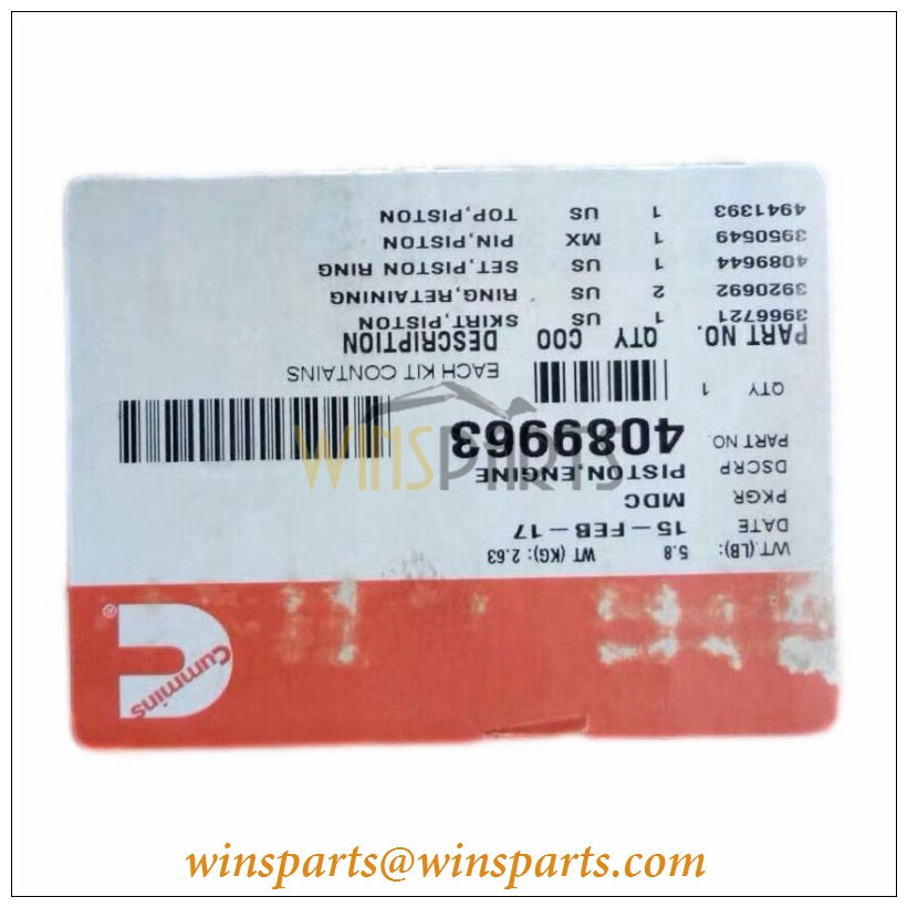 4089963 Cummins Piston Kit Piston Pin Rings Retainers ISC 8.3L QSC8.3 QSL9 Tier 3