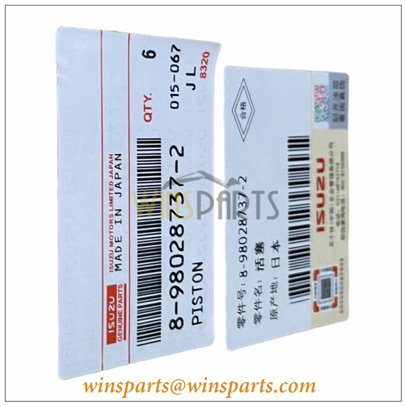 Isuzu 8-98028737-2 8980287372 6UZ1 Piston STD 