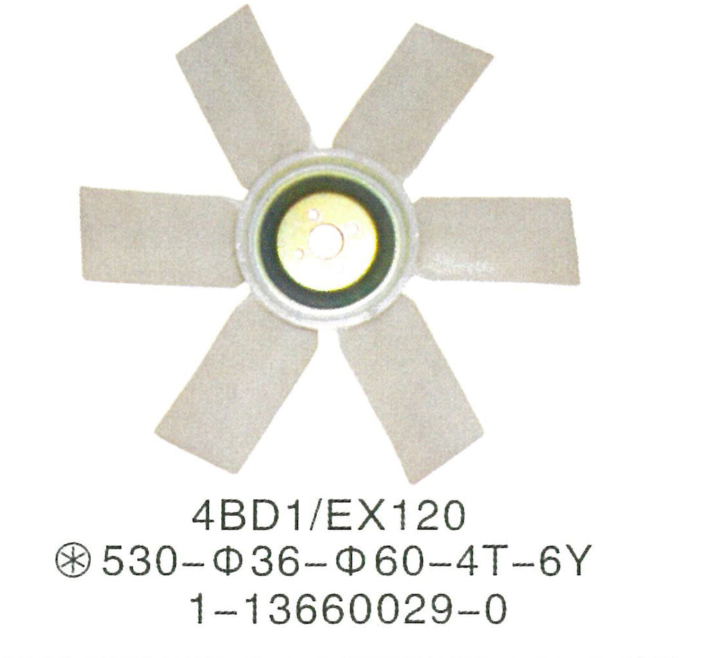 1-13660029-0 Aspa del ventilador del motor ISUZU 4BD1 para refrigeración del ventilador Hitachi EX100-2
